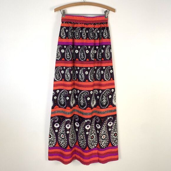 VTG Alex Colman 1960s 70s Womens XS Paisley Maxi Skirt Boho Hippy Psychedelic - Picture 5 of 9